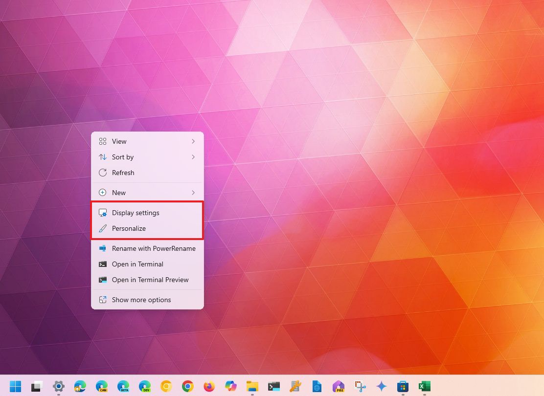 Контекстное меню рабочего стола