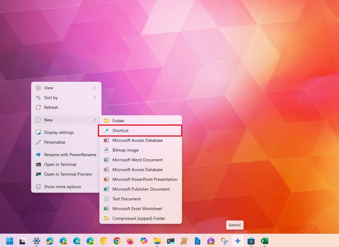 Контекстное меню - Создать ярлык