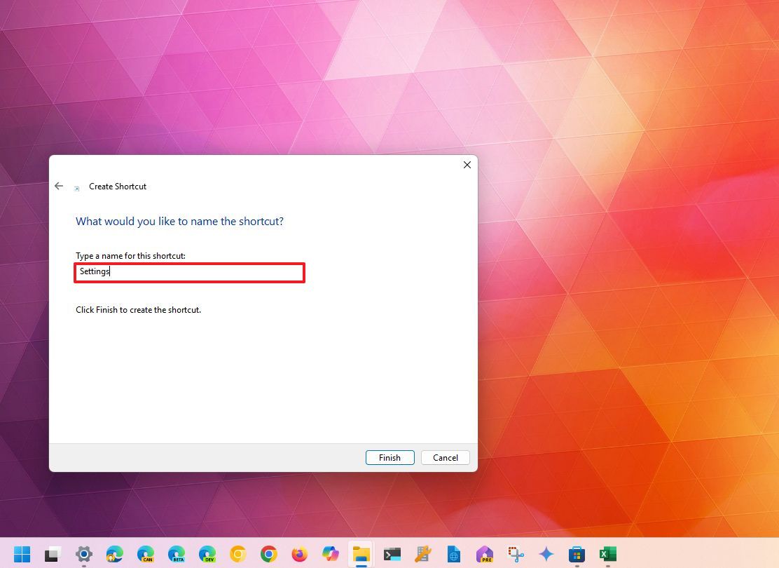 Ярлык для "Параметров" Windows 11