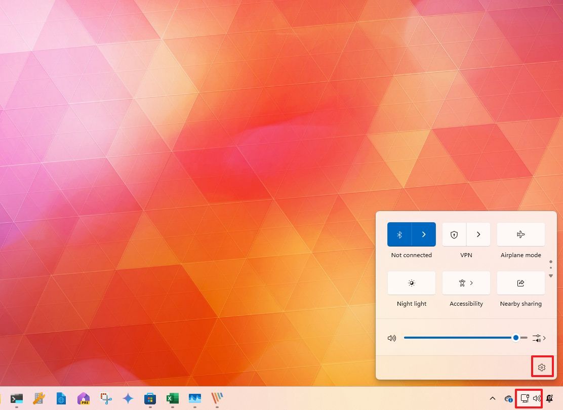 Пункт "Параметры" в "Быстрых настройках"