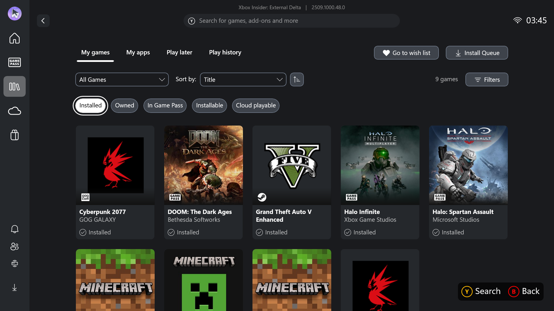 Xbox handheld mode UI