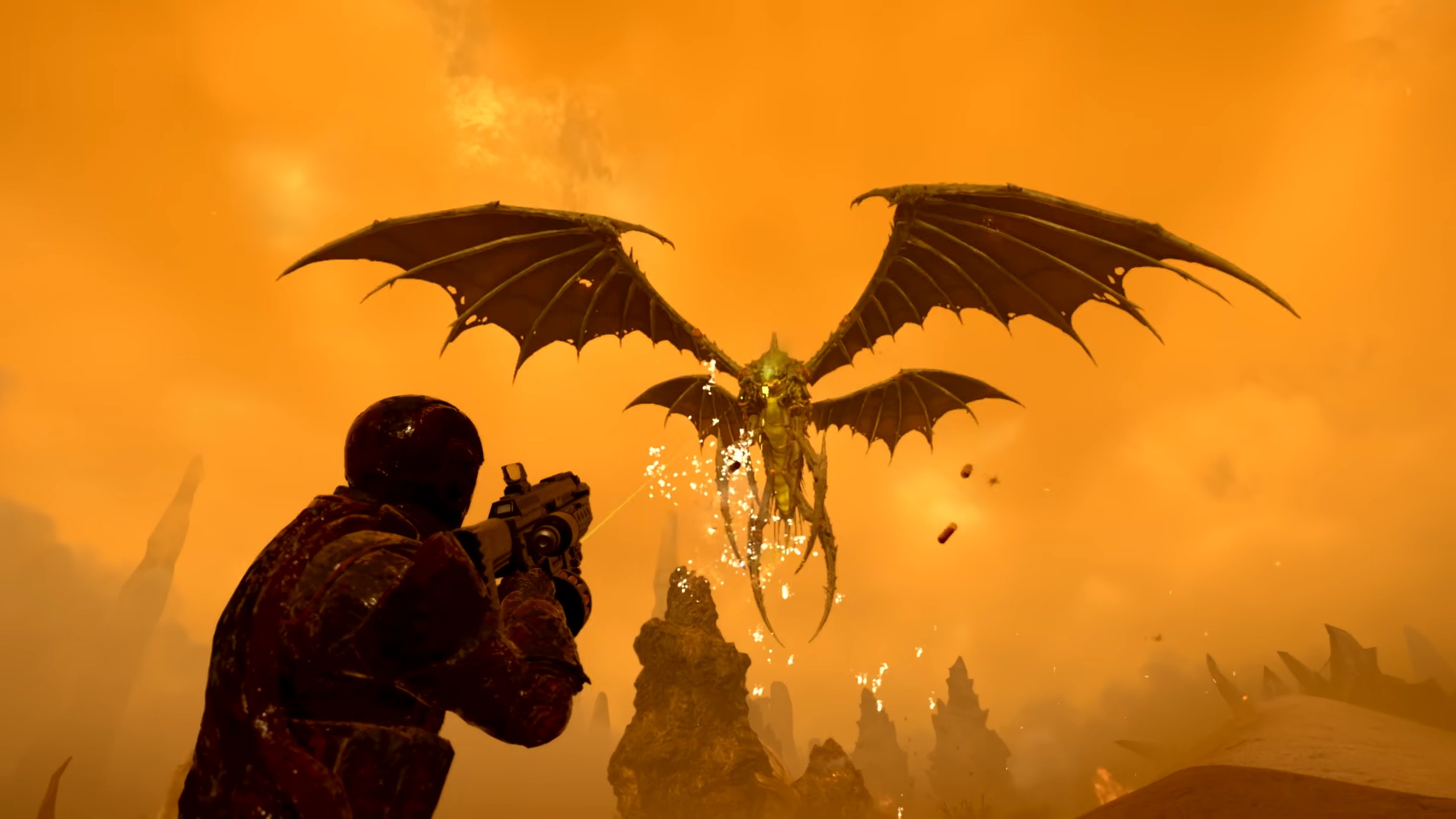 Скриншот Dragonroach, одного из новых врагов-терминидов в Helldivers 2 в обновлении Into the Unjust.
