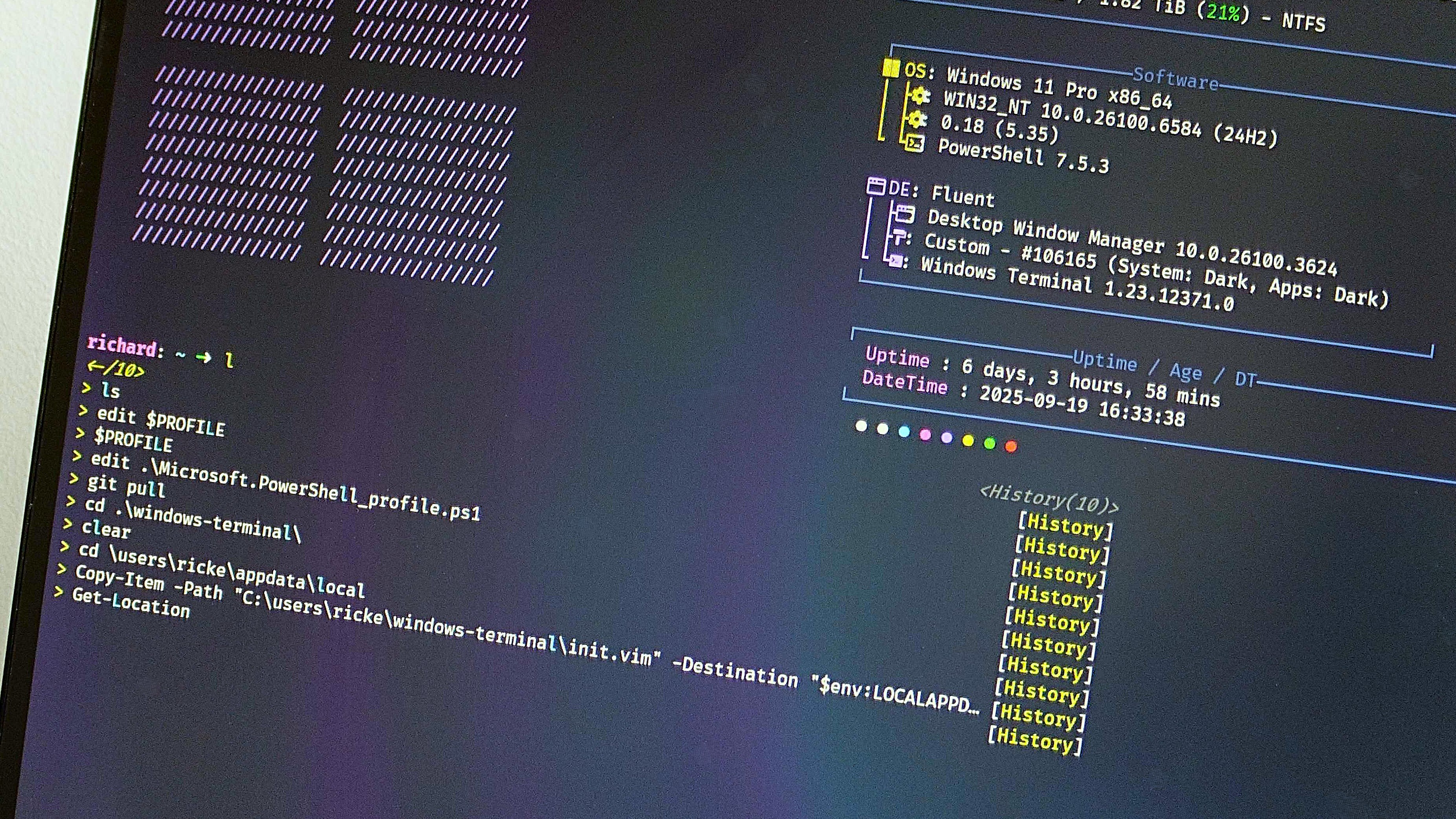 PSReadLine history in PowerShell running in Windows Terminal.