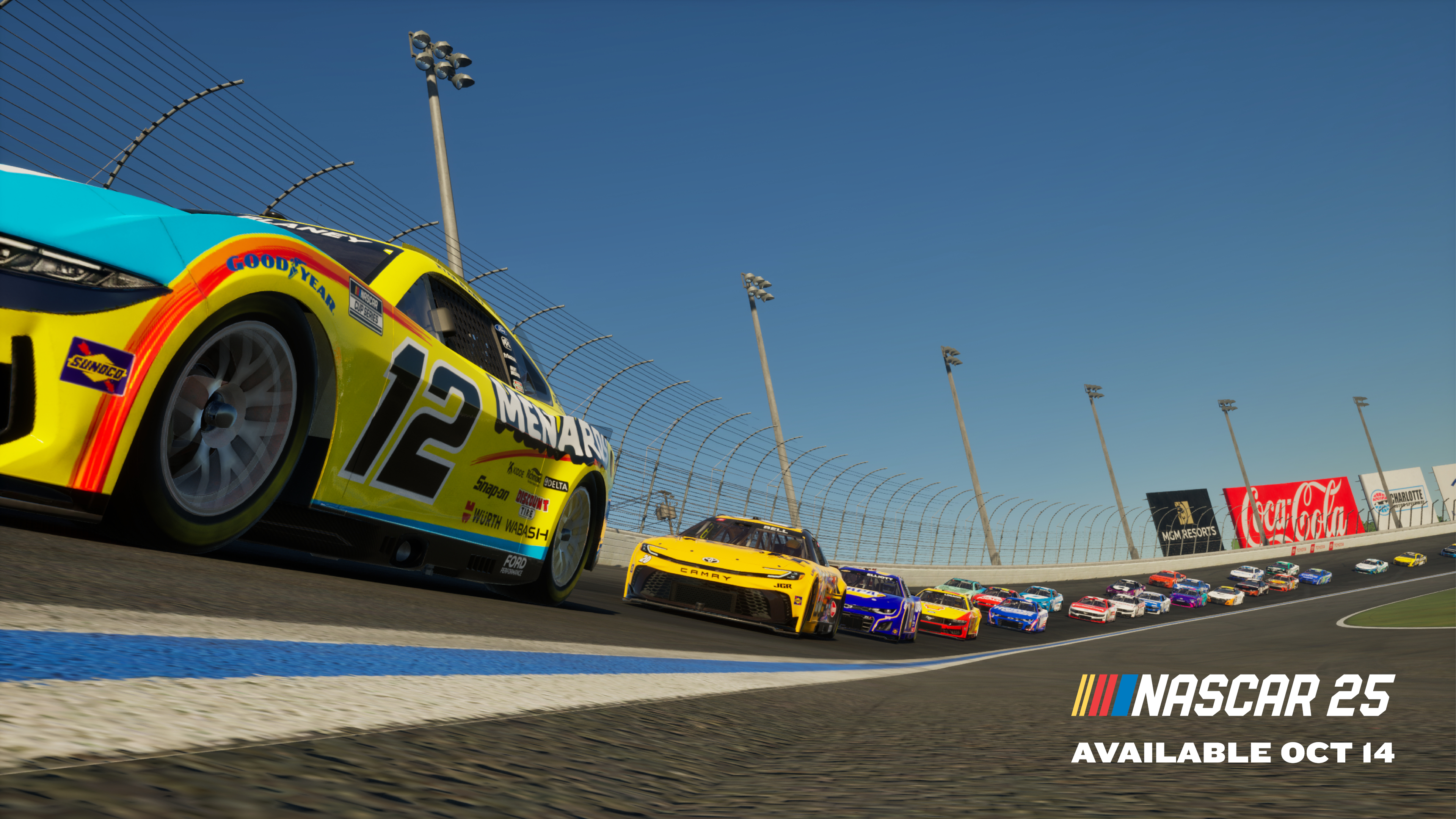 Крупный план автомобиля №12 в NASCAR 25 на Charlotte Motor Speedway