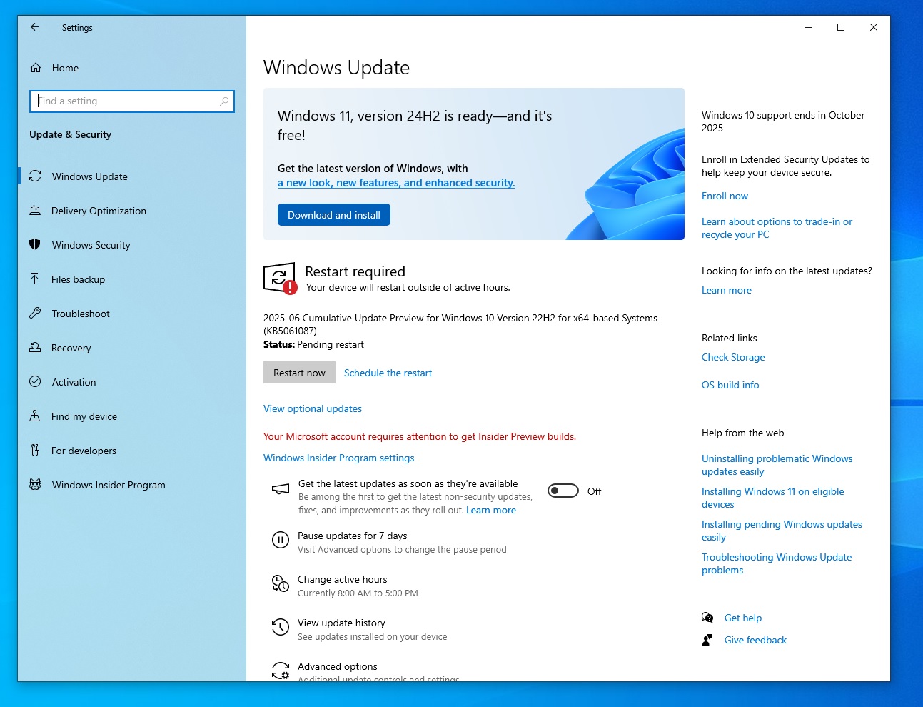 Windows 10: Для получения расширенных обновлений безопасности (ESU) в Европе по-прежнему потребуется учетная запись Microsoft
