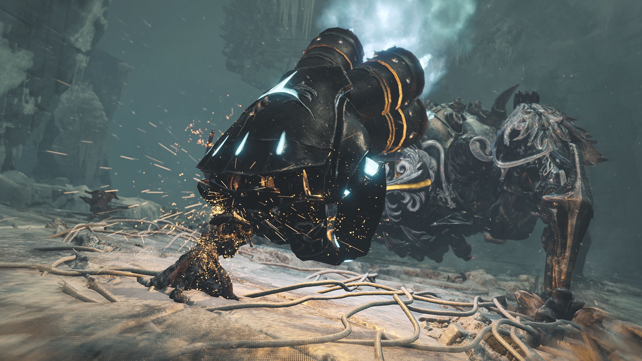 Игрок парирует удар Omega Planetes в Monster Hunter Wilds