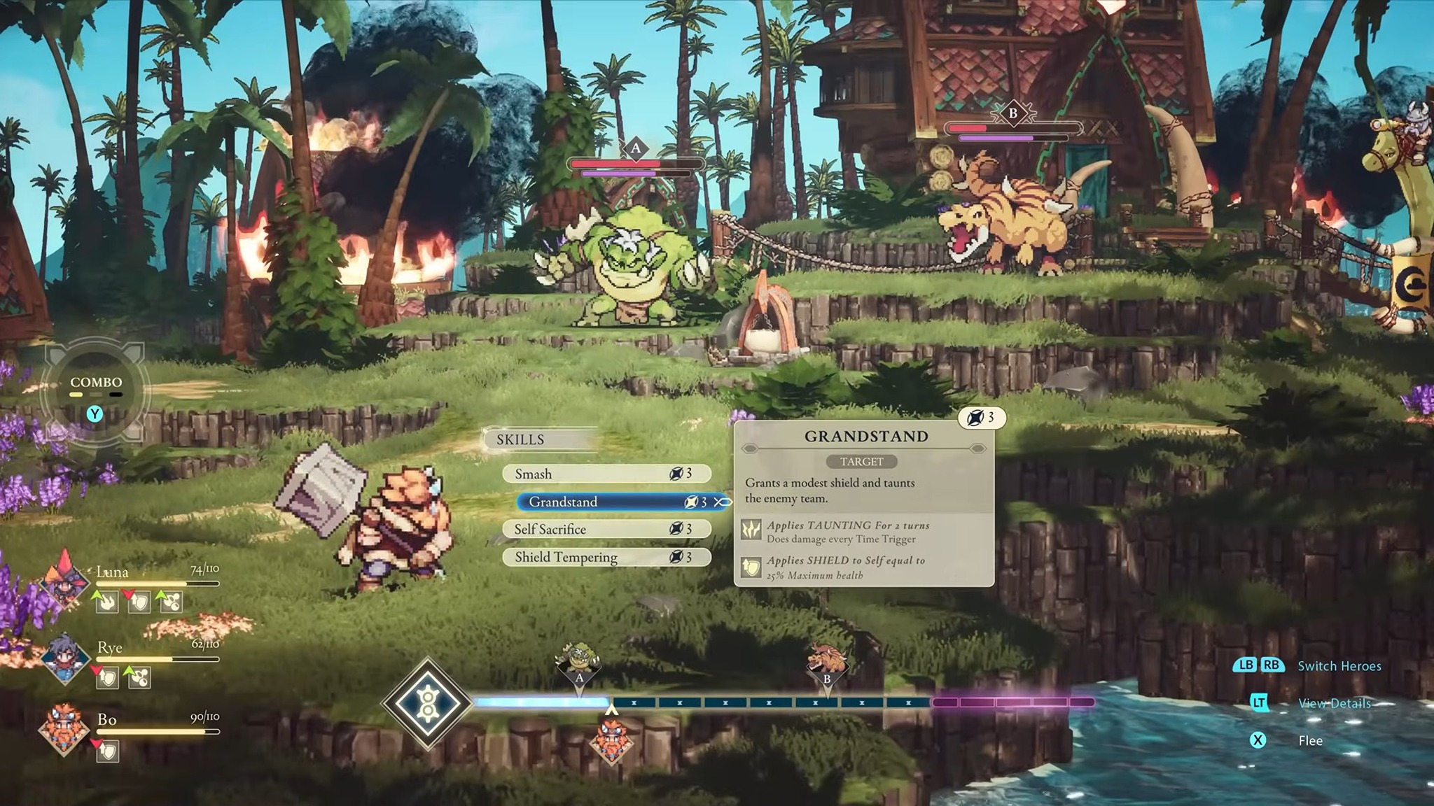 Trailer screenshot of Threads of Time's turn-based combat system