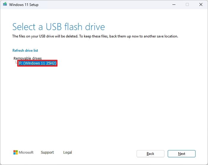 Media Creation Tool choose USB for bootable media