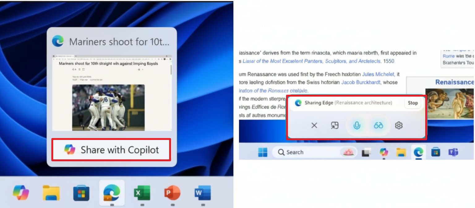 Taskbar Share with Copilot option / Enhanced with AI