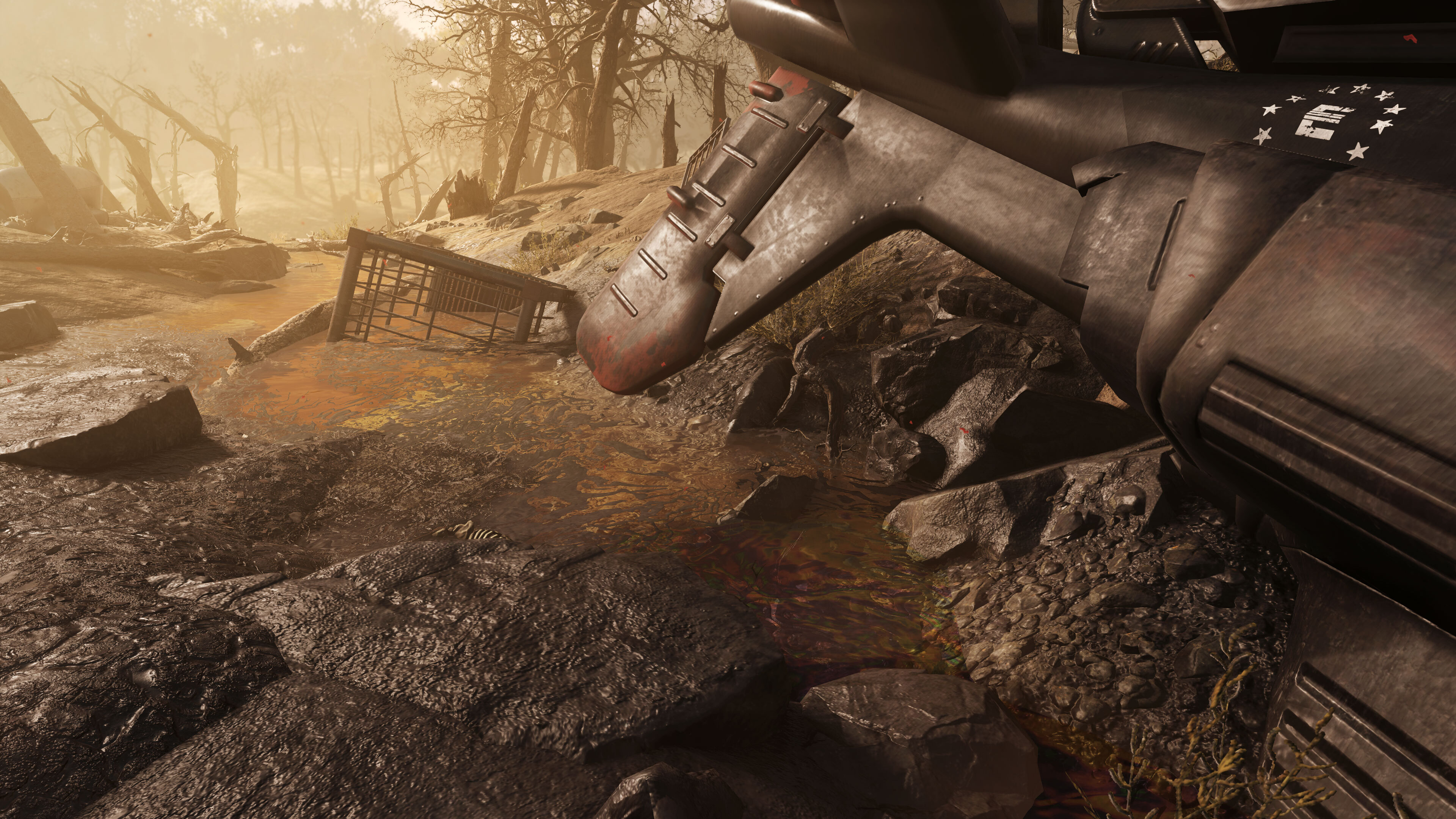 Fallout 76 Burning Springs screenshot of  a downed plane.
