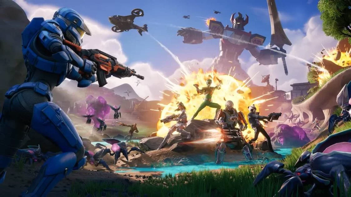 Изображение из Fortnite Chapter 6 Season 04, где изображен синий спартанец и битва