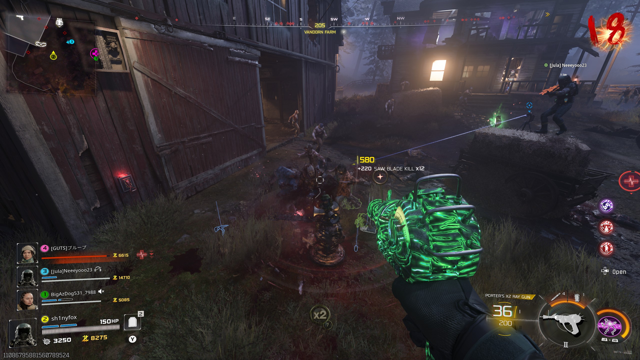 Using a Pack-a-Punched Raygun in the Black Ops 7 Zombies beta.