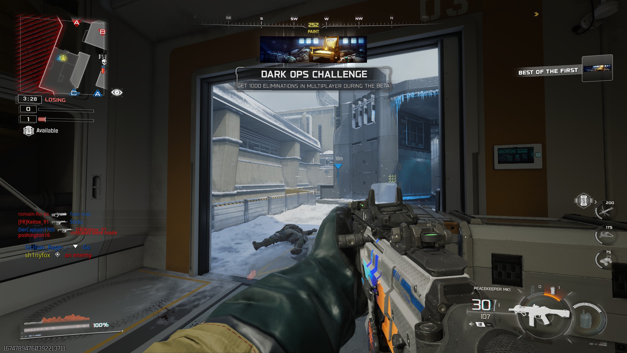 Завершение многопользовательского испытания Dark Ops в бета-версии Black Ops 7 на карте Imprint.