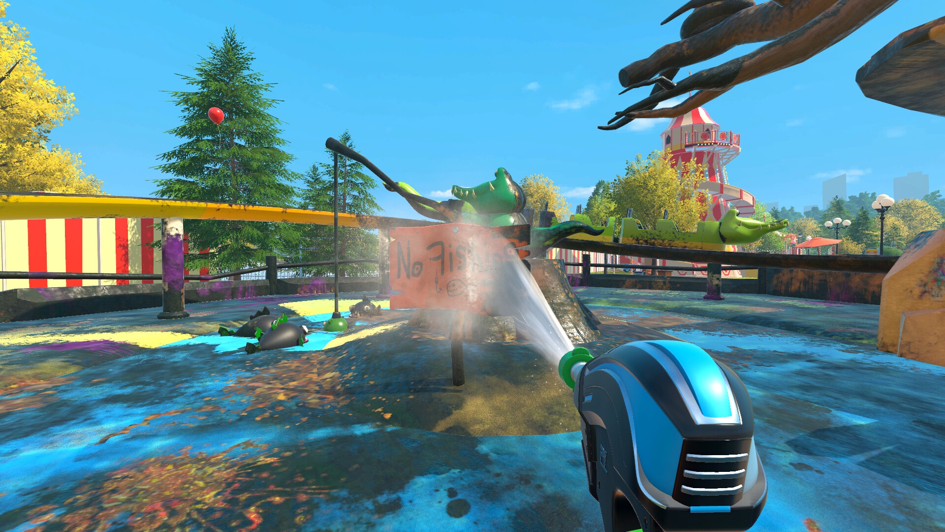 Знак "Рыбалка запрещена" в PowerWash Simulator 2