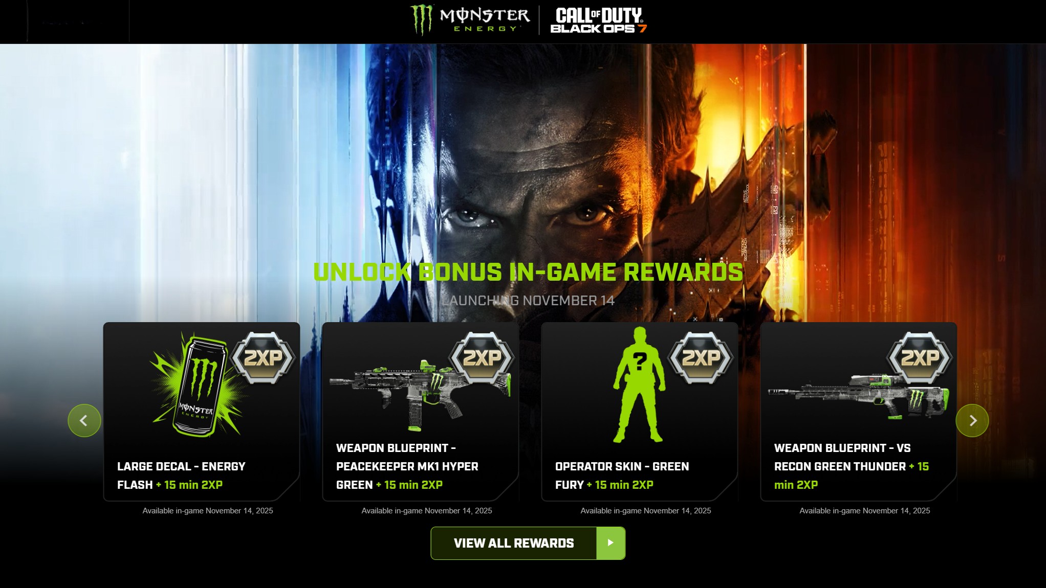 Некоторые из наград Monster Energy для Call of Duty: Black Ops 7.