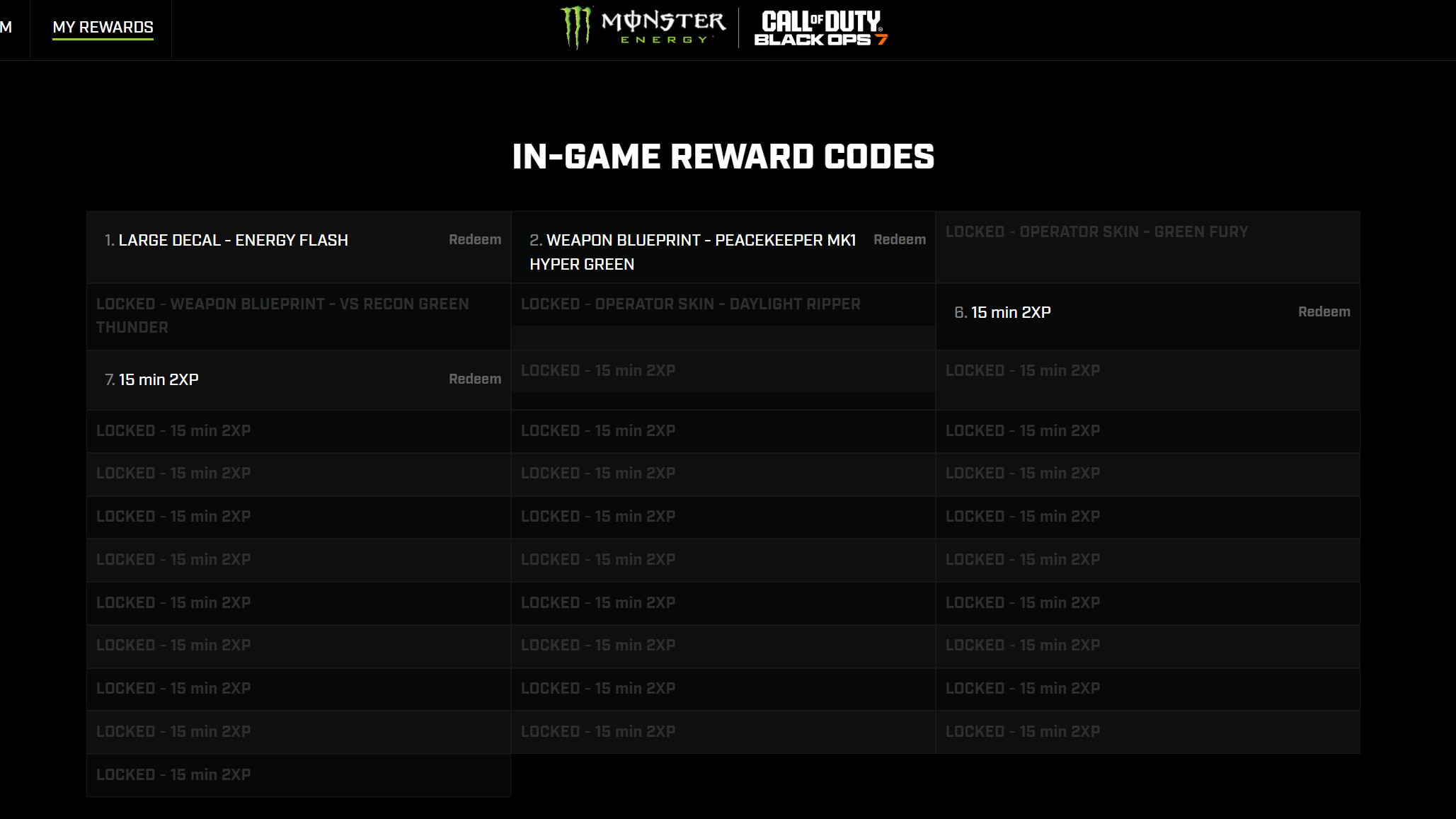 Разблокированные награды Monster Energy для Black Ops 7