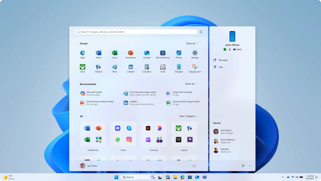 Новый "Пуск" в Windows 11: приложения под рукой и интеграция со смартфоном