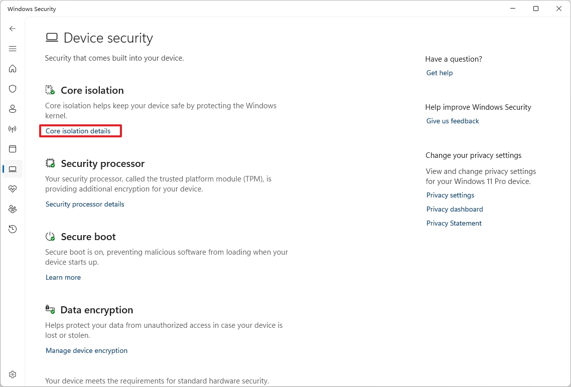 Core isolation details