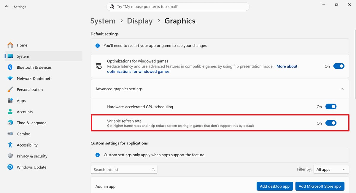 Variable Refresh Rate enabled on Xbox Ally