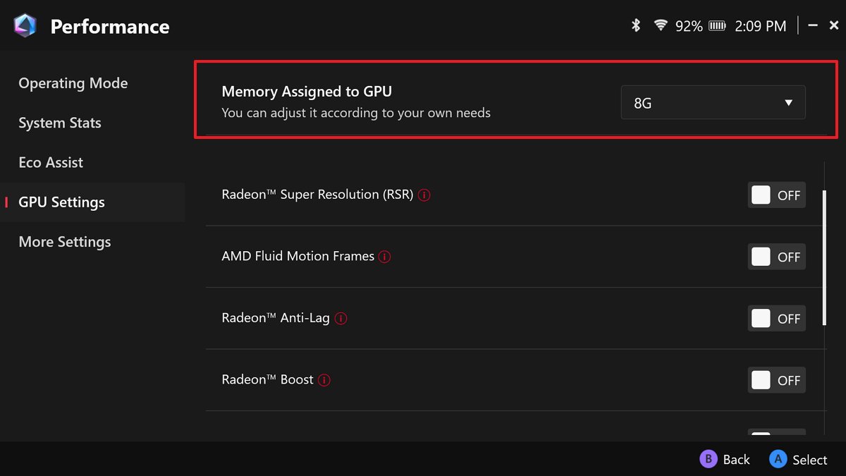 Armoury Crate Memory Assigned GPU setting