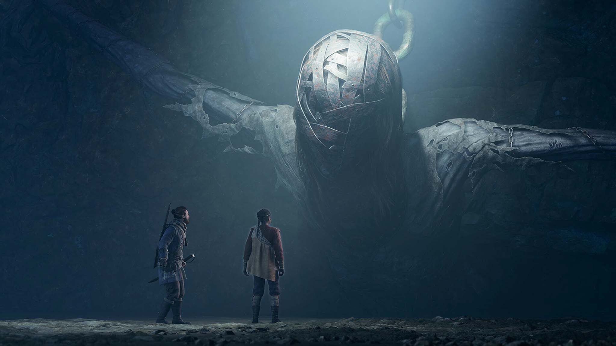 Banishers: Ghosts of New Eden massive chained person.