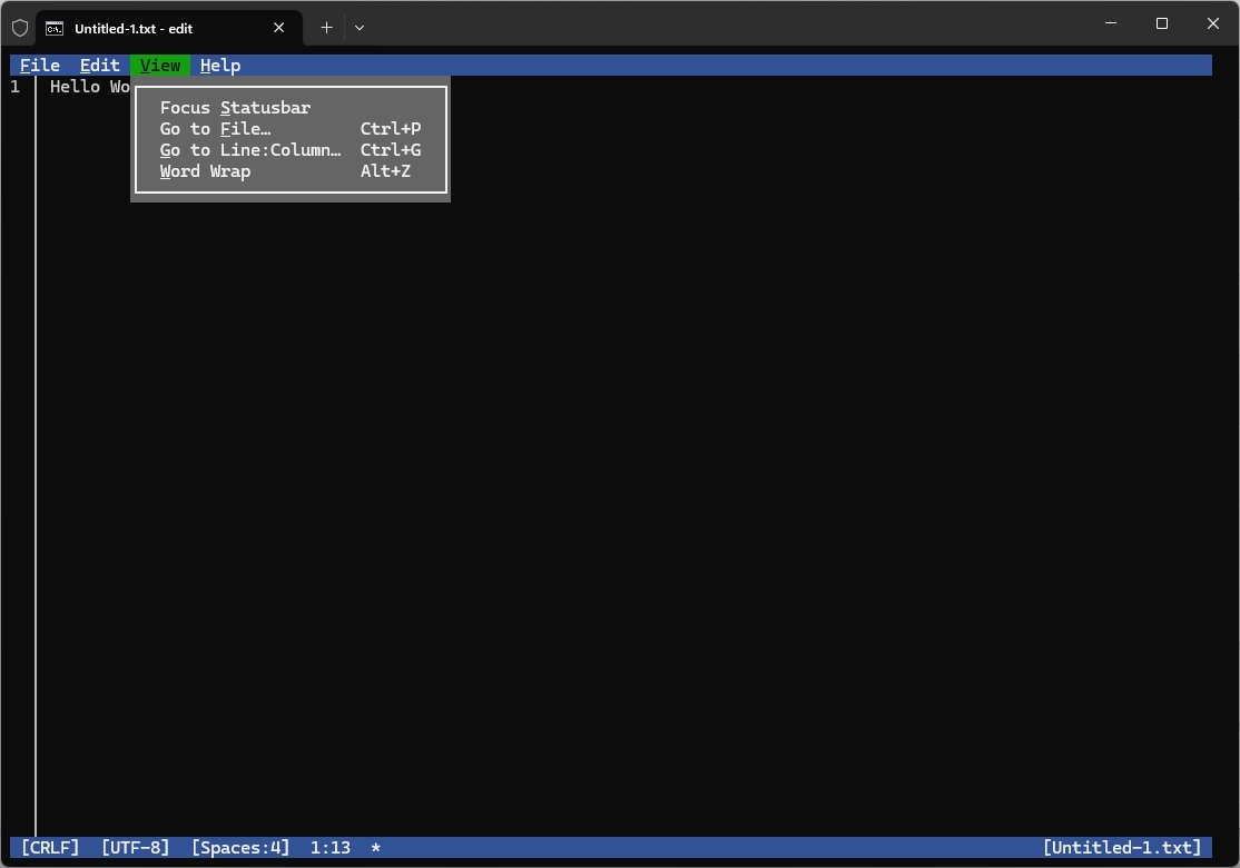 Edit text editor for Command Prompt