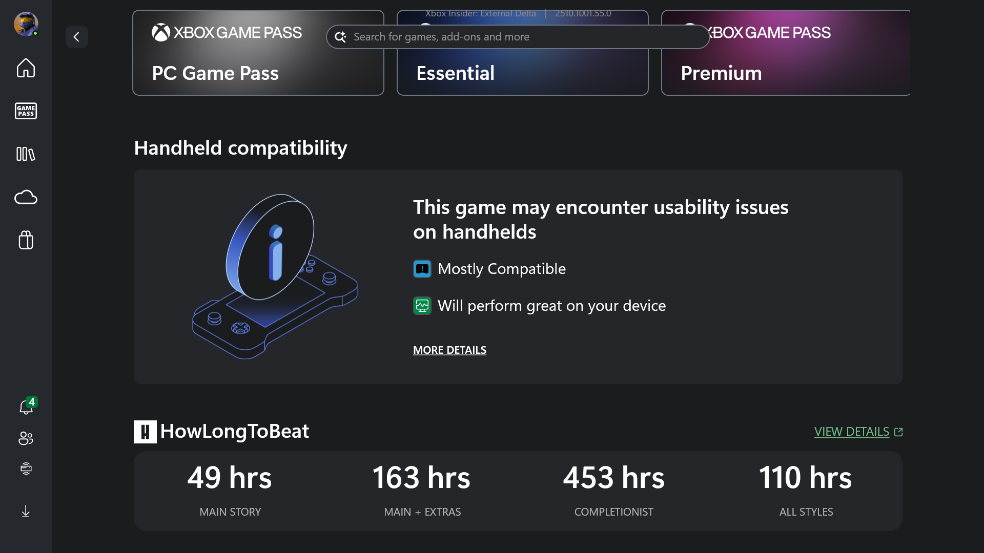 Xbox App compatibility indicators