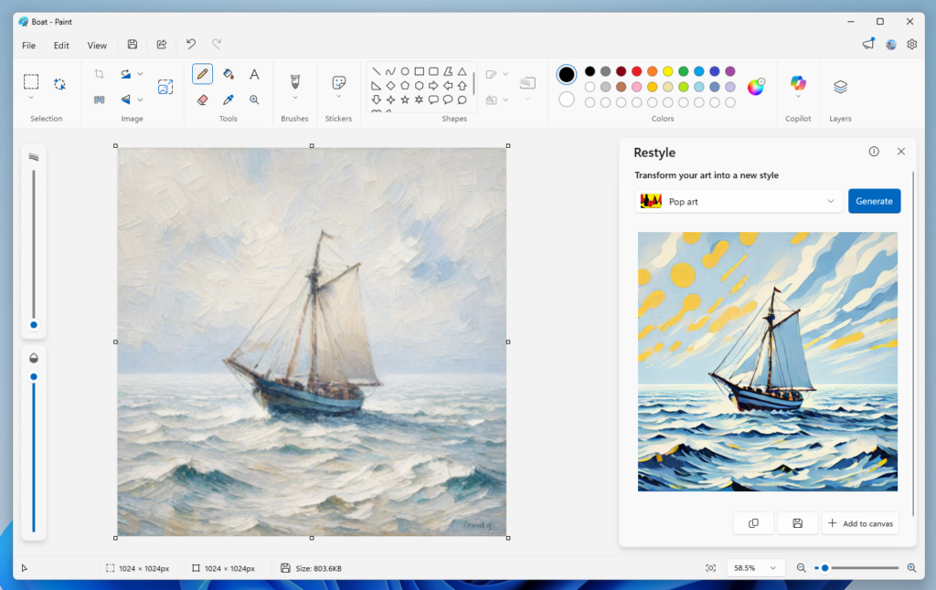 Изображение к статье: Paint становится умнее: представляем Restyle — магию стиля на основе ИИ - Copilot-pc на MSReview.net