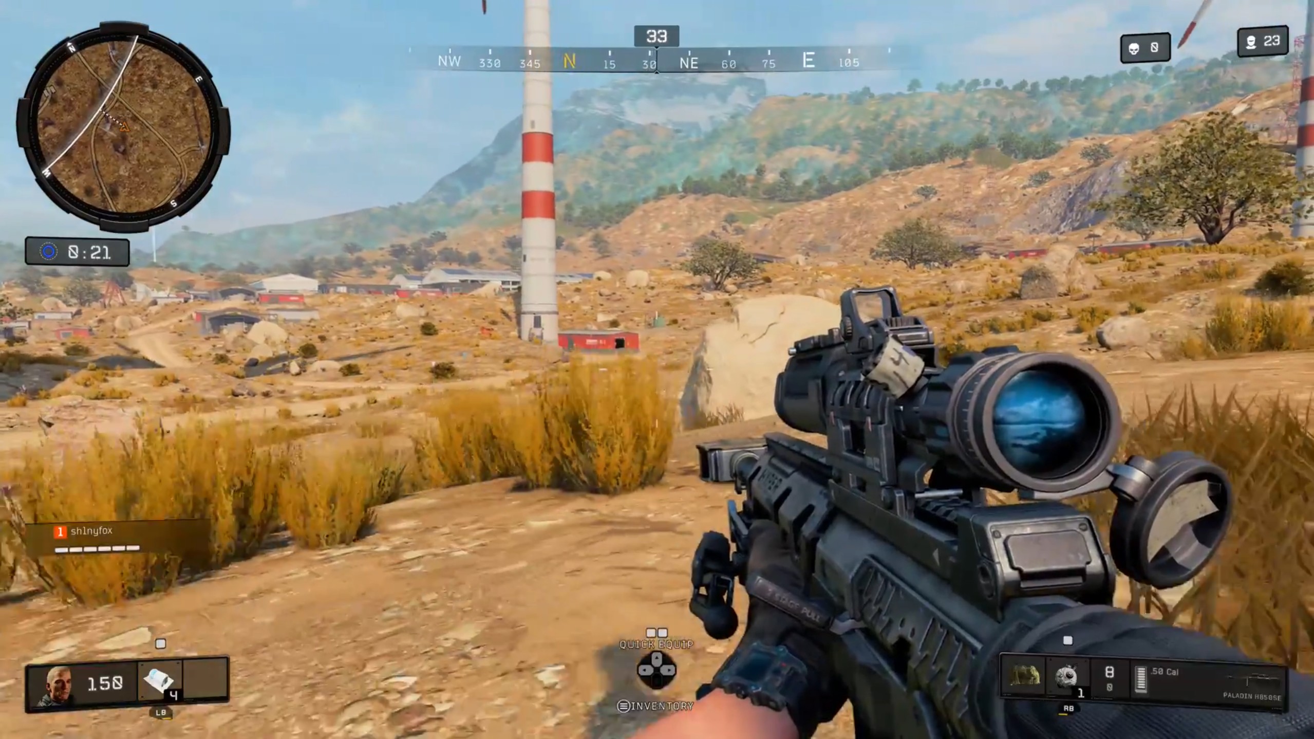 A screenshot of gameplay from Call of Duty: Black Ops 4's Blackout battle royale mode.