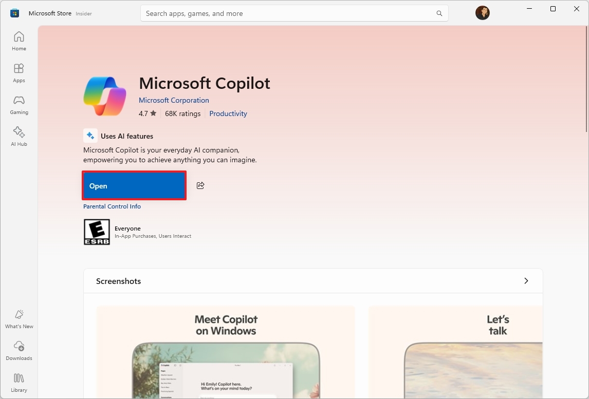 Microsoft Store install Copilot app