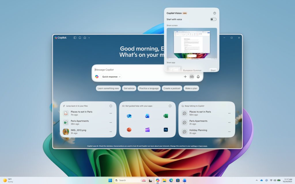 Изображение к статье: Ваш цифровой помощник Copilot научился "видеть": Как новая функция в Windows упростит использование компьютера - Copilot-pc на MSReview.net