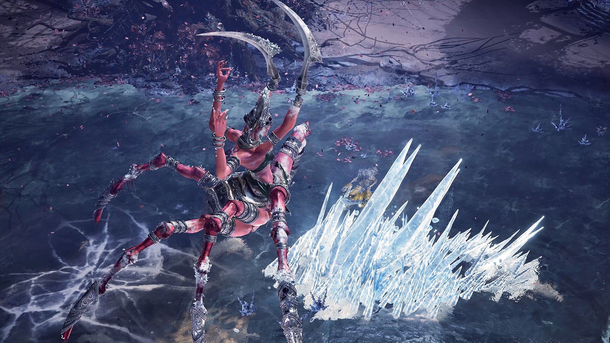 Коммерческий скриншот Loulan: The Cursed Sand, где Проклятый Песок сражается с гигантским монстром