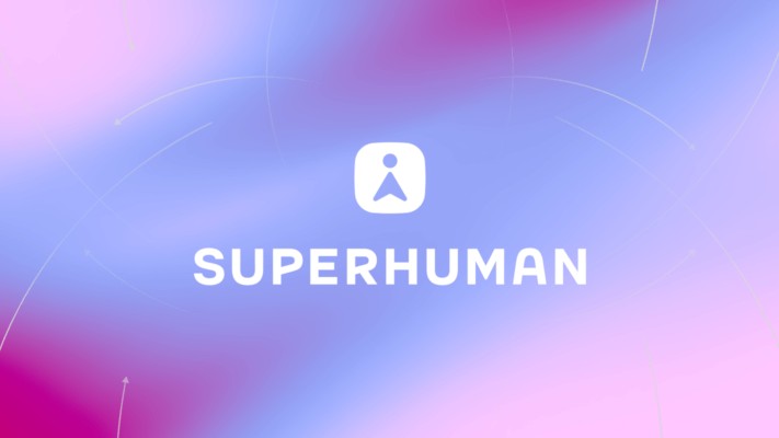 Text reads Superhuman on purple background