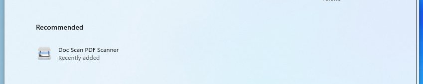 Start menu recommended section