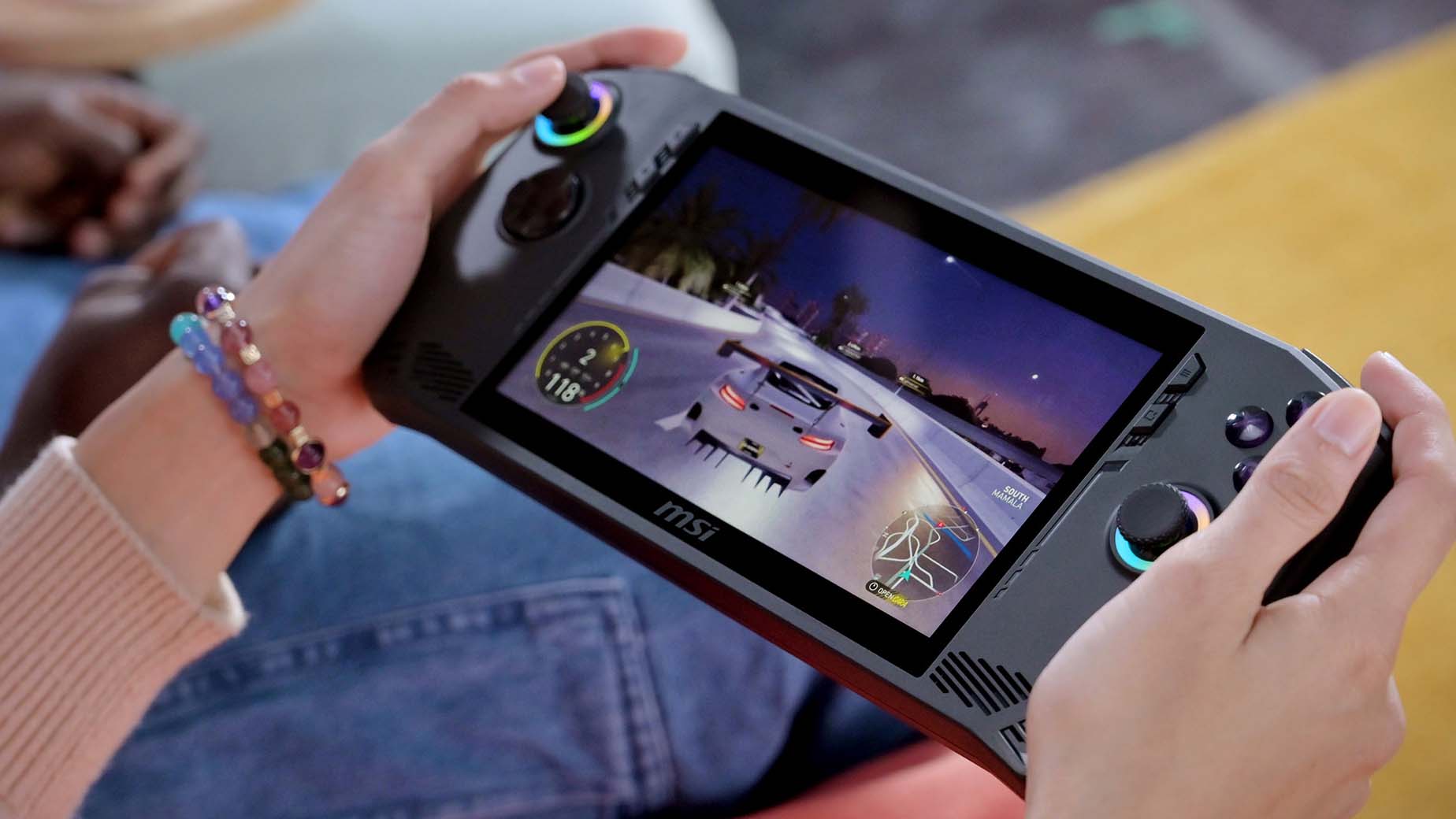 MSI Claw being held.