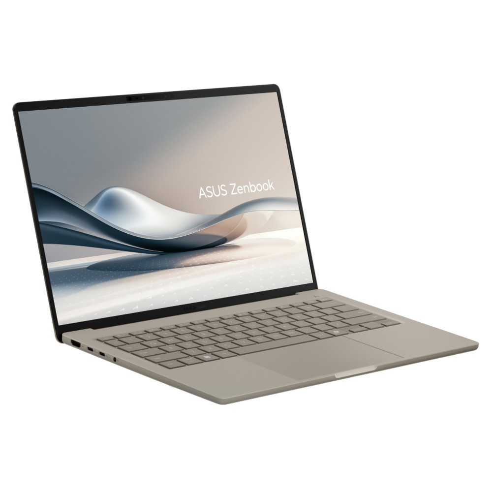 Render of the ASUS Zenbook A14 (2025) on a white background.