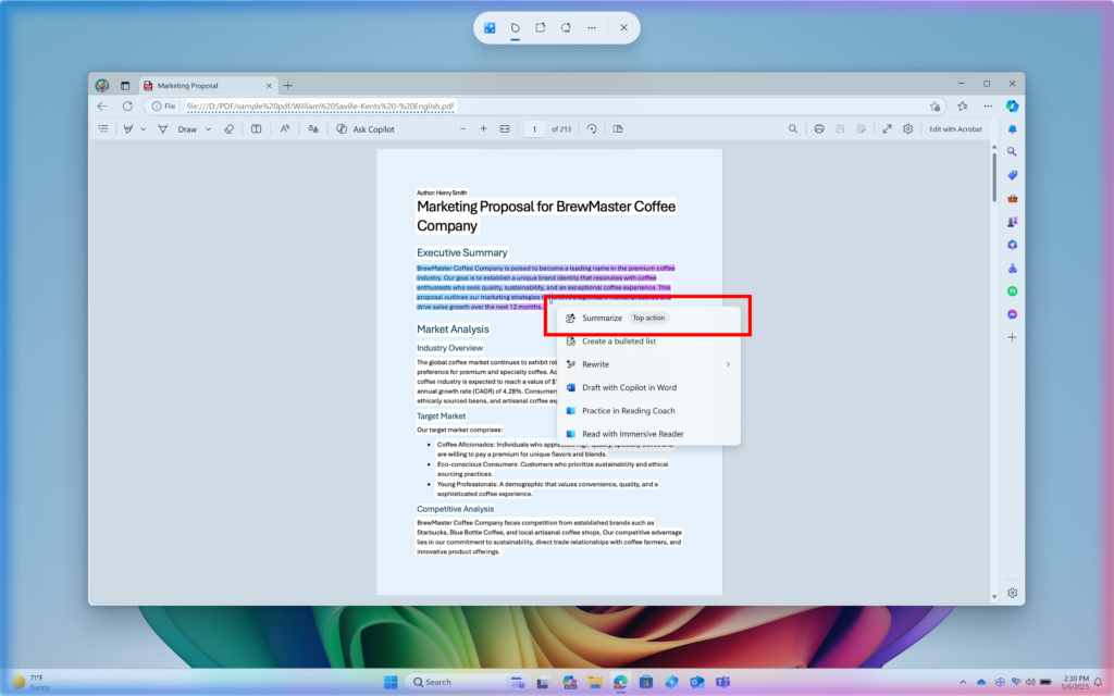 Пример выделенного популярного действия
