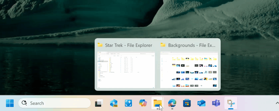 Новая анимация для групп приложений на панели задач