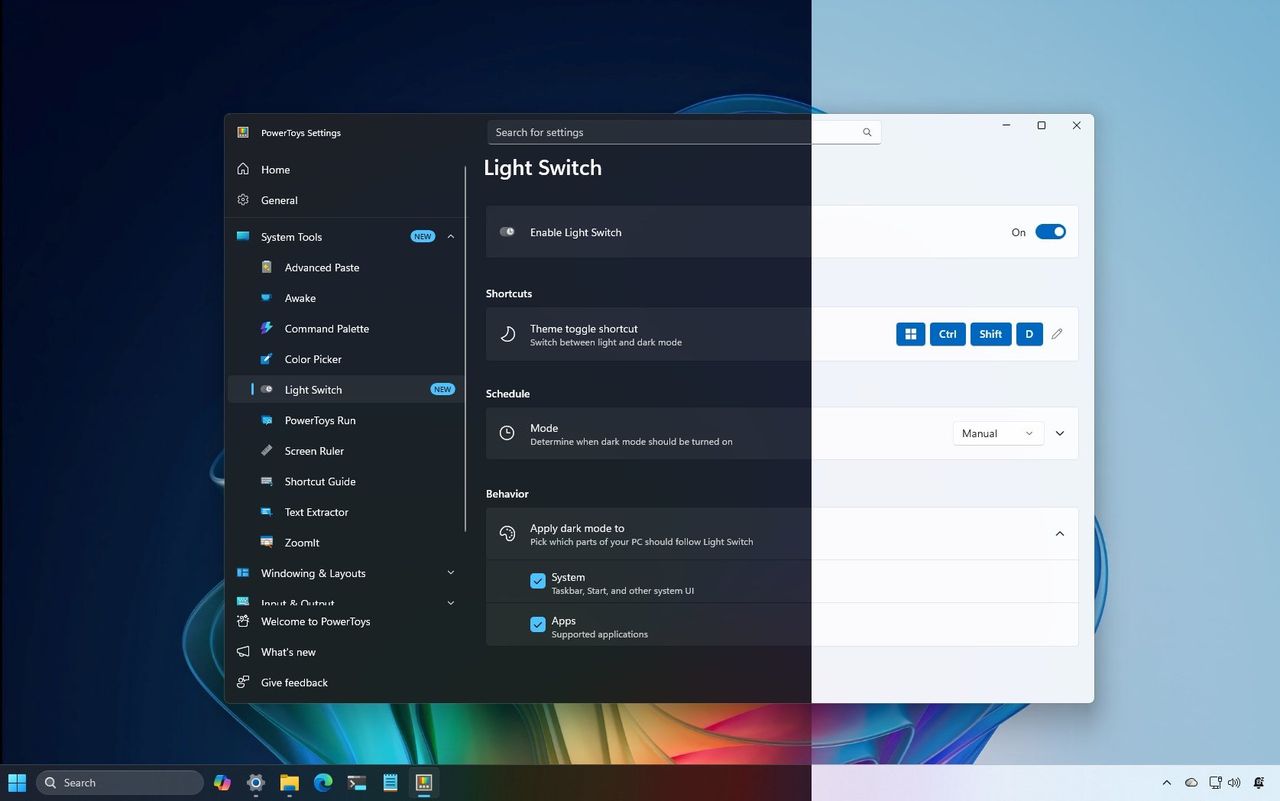 Windows 11 теперь умеет автоматически менять темы благодаря PowerToys!
