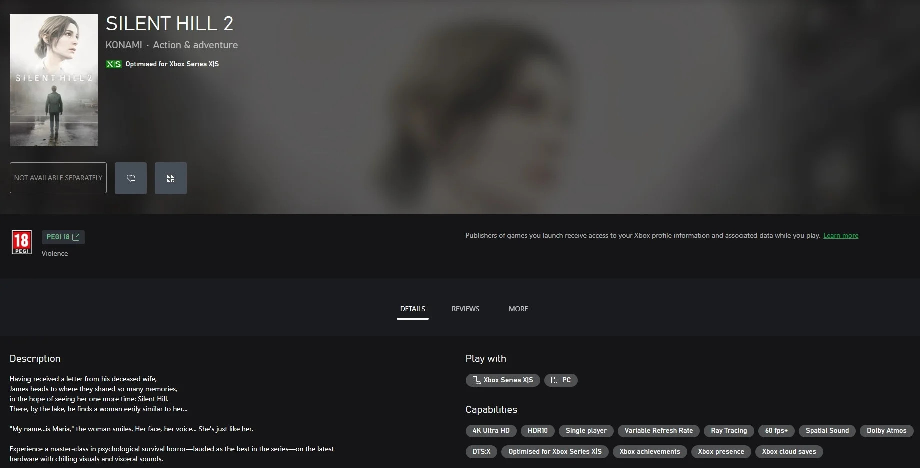 Страница Silent Hill 2 в магазине Xbox