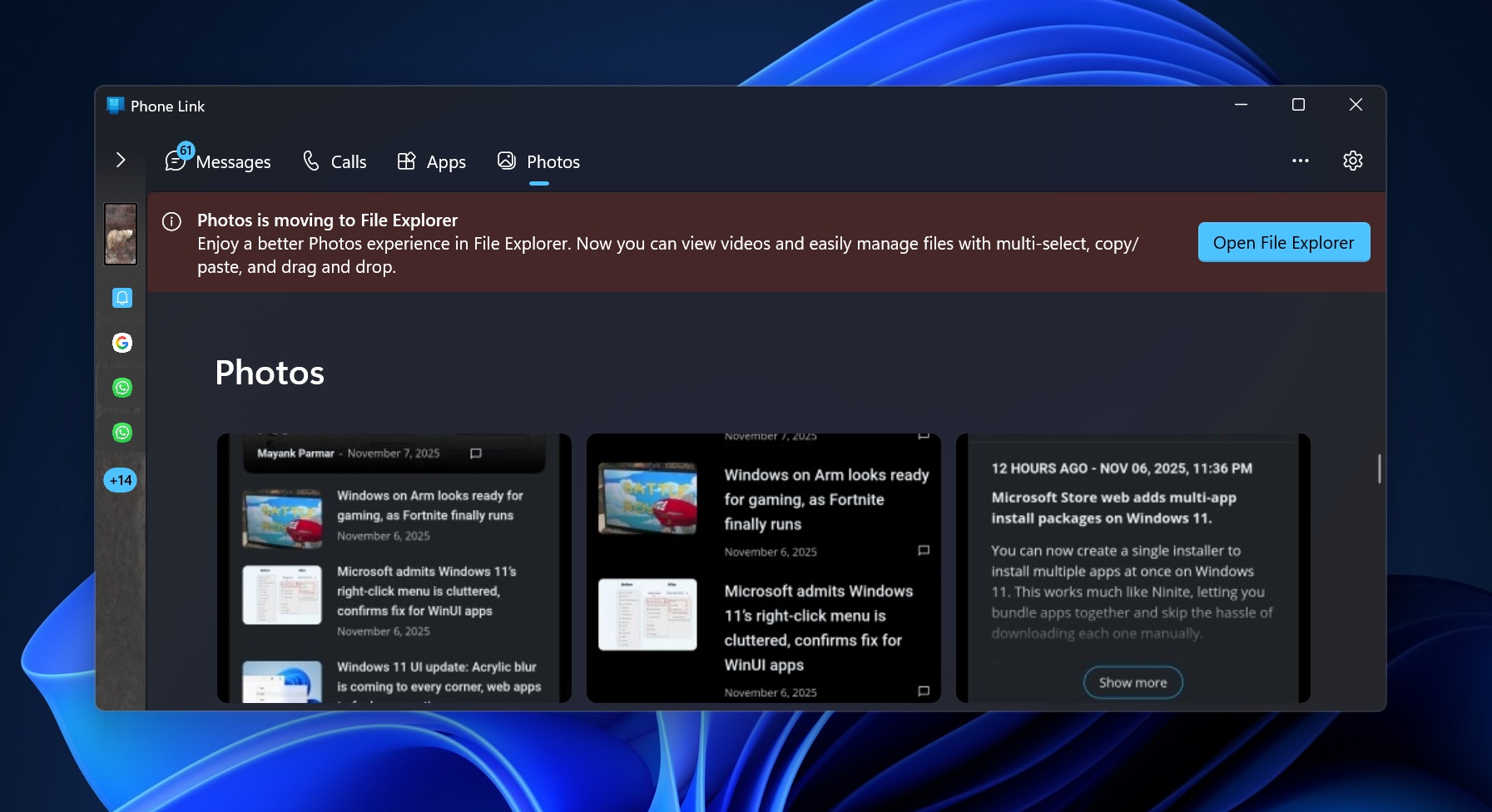 Изображение к статье: iPhone Link в Windows 11 теряет раздел «Фото» — теперь всё будет в Проводнике! - Windows 11 на MSReview.net