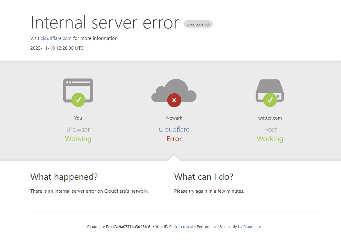 Cloudflare server error messages for X