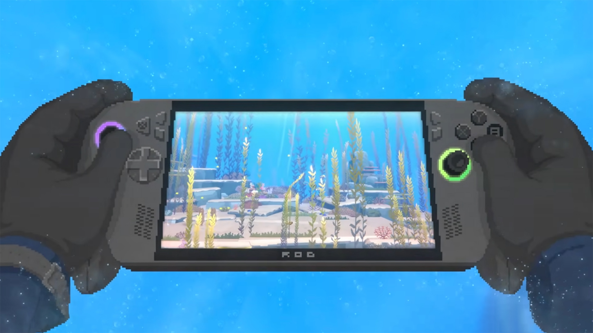 Dave the Diver holding an Xbox Ally X.