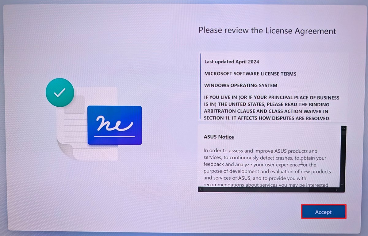 Copilot+ PC OOBE accept OEM terms