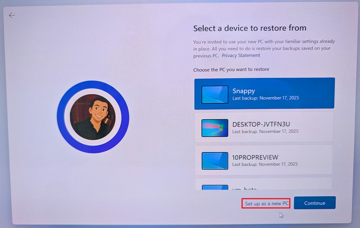 Copilot+ PC OOBE set up as new PC