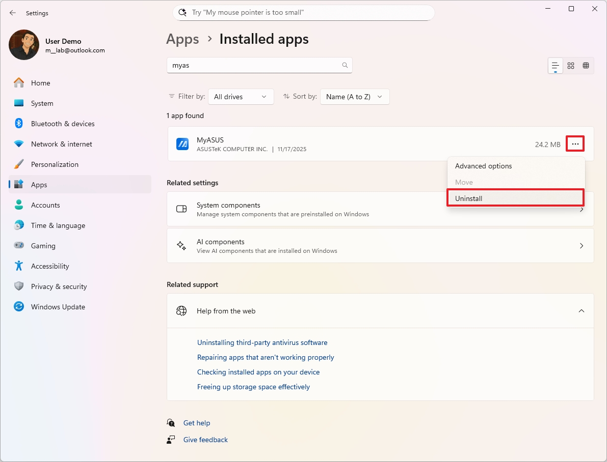 Windows 11 AI PC uninstall apps