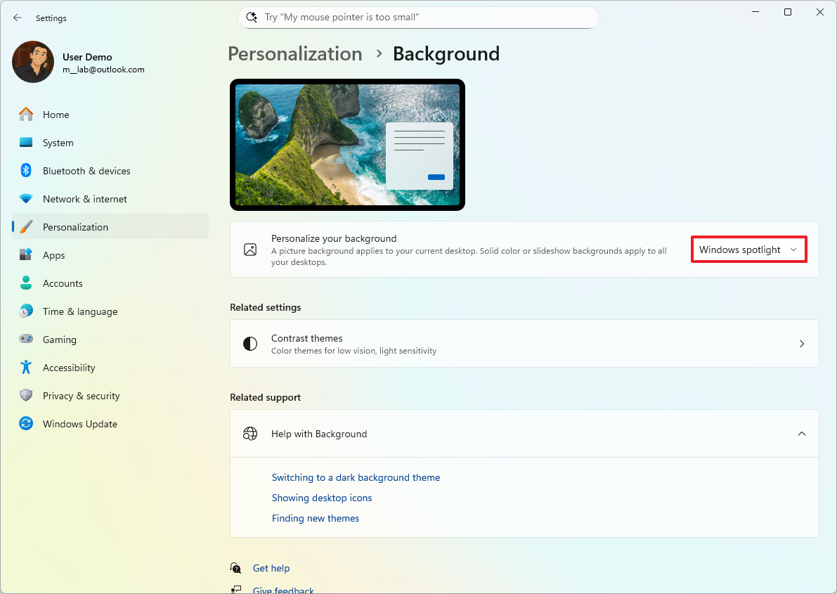 Windows 11 Spotlights for desktop