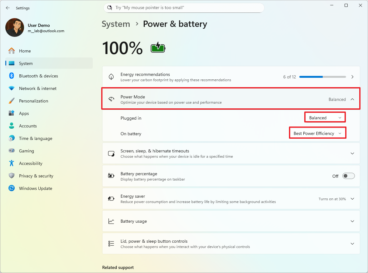 Copilot PC change power mode