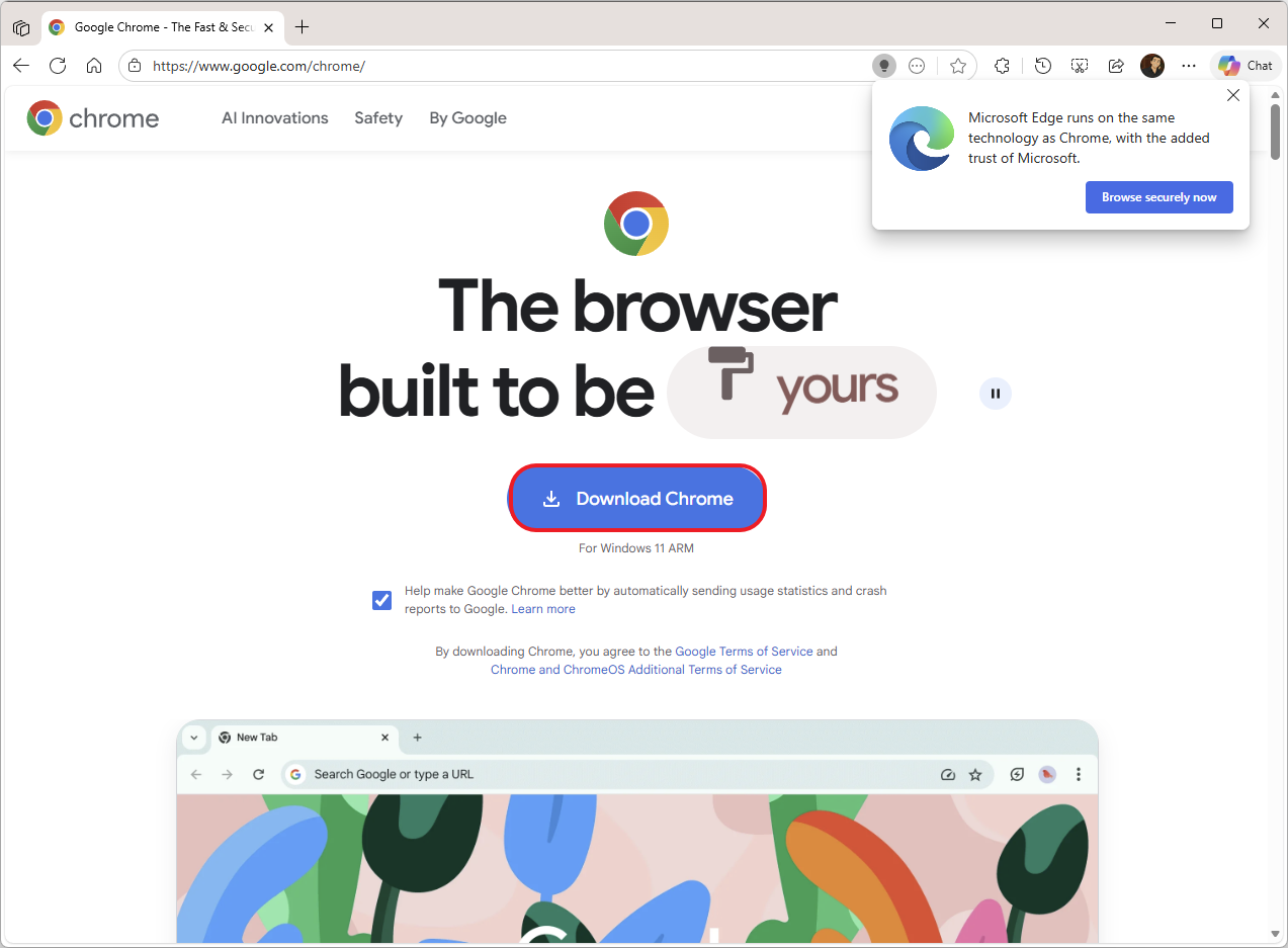 Copilot+ PC install Chrome
