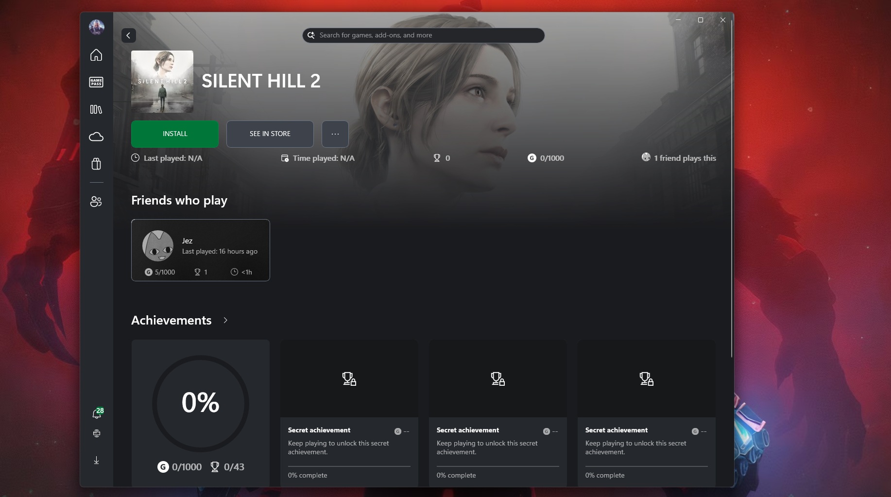 Silent Hill 2 in the Xbox store on PC